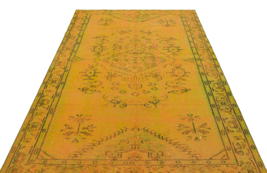 Sarı Eskitme Geometrik Yün Halı 160x252