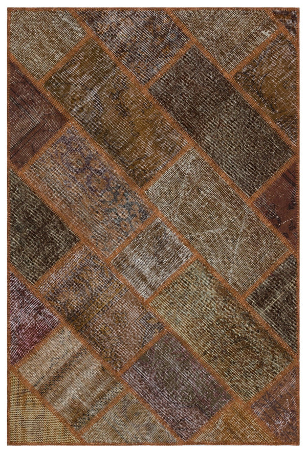 Bej Beyaz Eskitme Modern Yün Halı 120x180