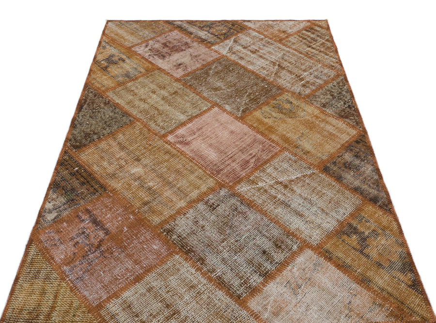 Bej Beyaz Anadolu Eskitme Geometrik Yün Halı 120x180 - Özel Seri