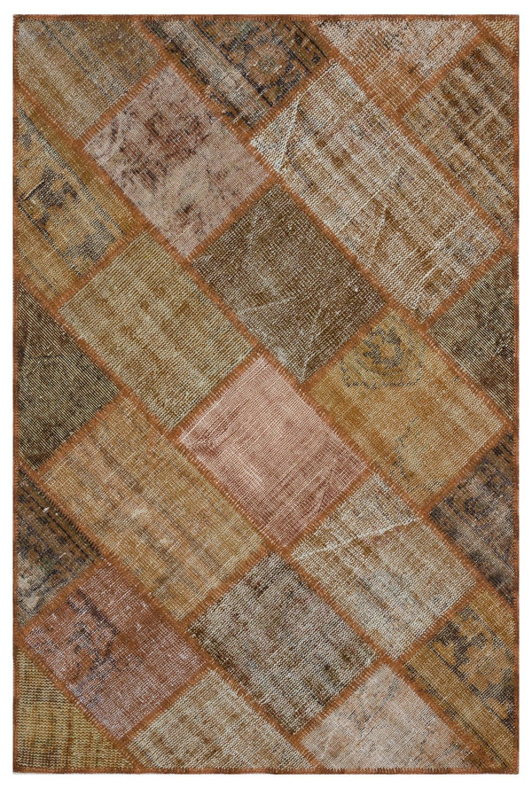 Bej Beyaz Anadolu Eskitme Geometrik Yün Halı 120x180 - Özel Seri