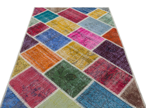 Iskece Bej Patchwork Yün El Dokuma Halısı 120 x 180 Apex Unique