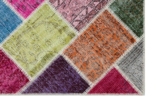 Iskece Bej Patchwork Yün El Dokuma Halısı 120 x 180 Apex Unique