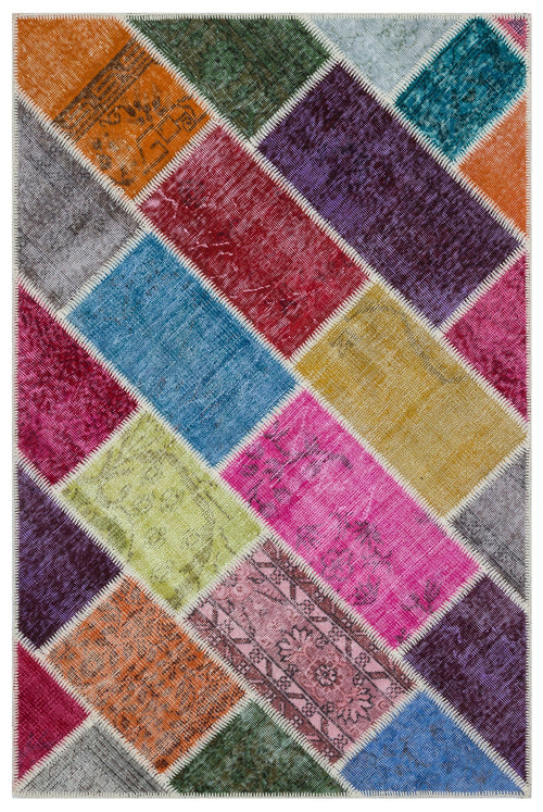 Iskece Bej Patchwork Yün El Dokuma Halısı 120 x 180 Apex Unique