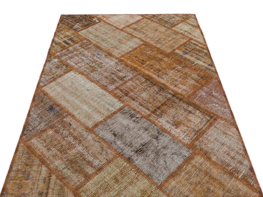 Bej Gri Eskitme Vintage Yün Halı 120x180
