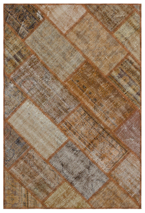 Bej Gri Eskitme Vintage Yün Halı 120x180