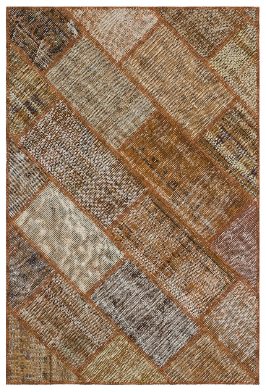 Vintage Teppich Braun Beige mit geometrischem Muster 120x180 cm – im Wohnzimmer