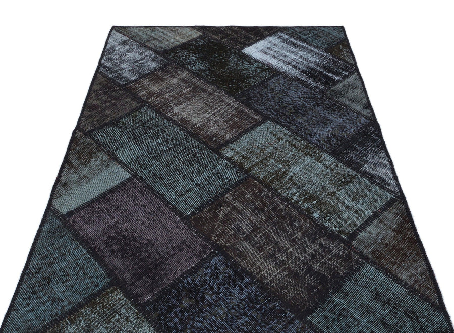 Siyah Anadolu Eskitme Geometrik Yün Halı 120x180 - Özel Seri