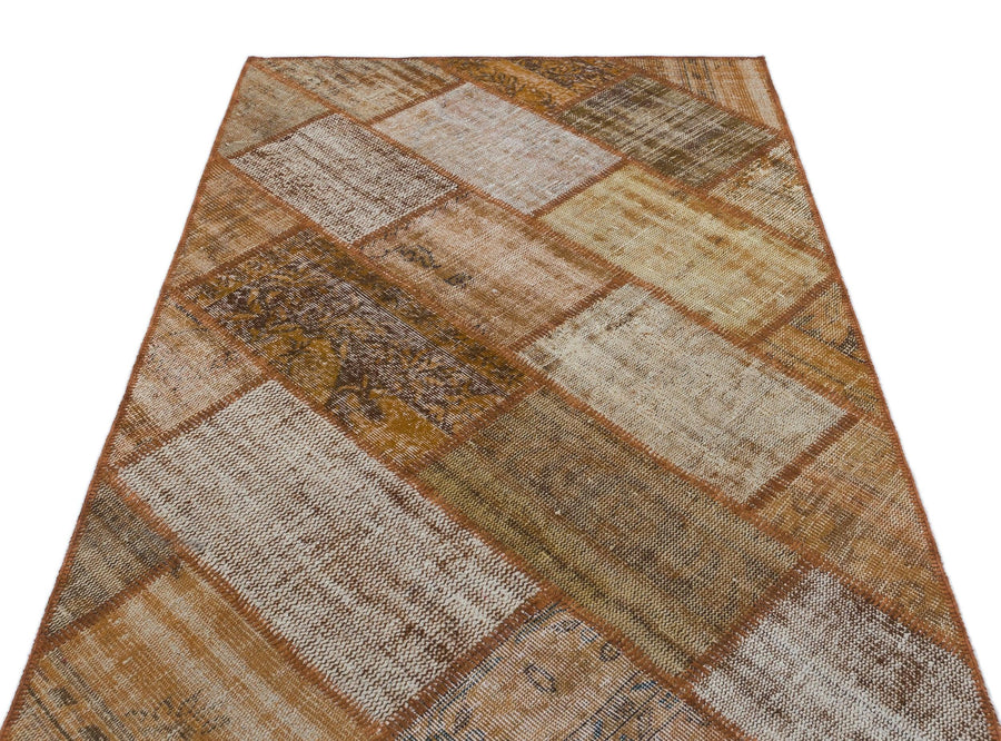 Bej Beyaz Anadolu Eskitme Geometrik Yün Halı 120x180 - Özel Seri