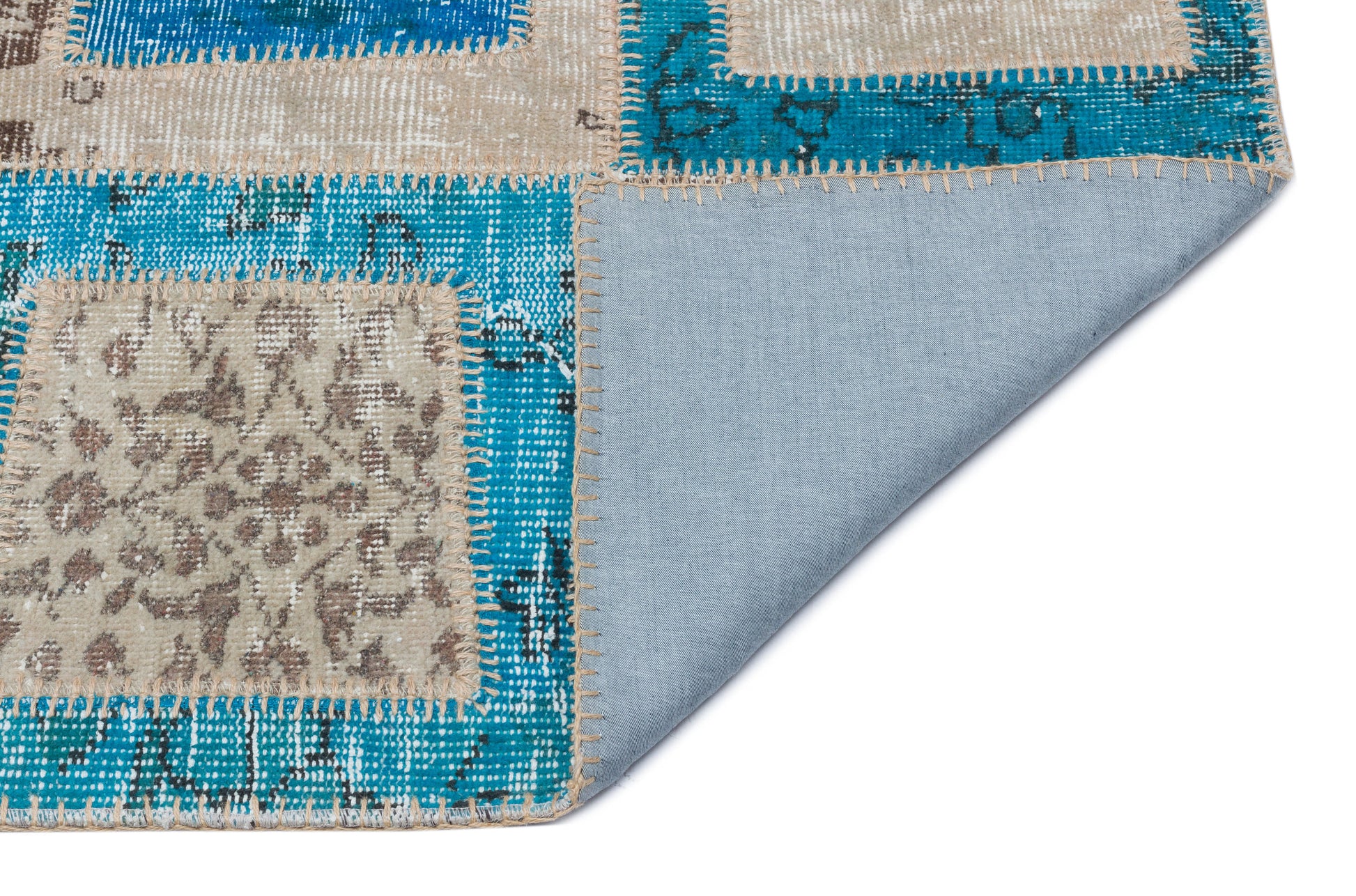 Iskece Turkuaz Eskitme Yün El Dokuma Halısı 120 x 180 Apex Unique