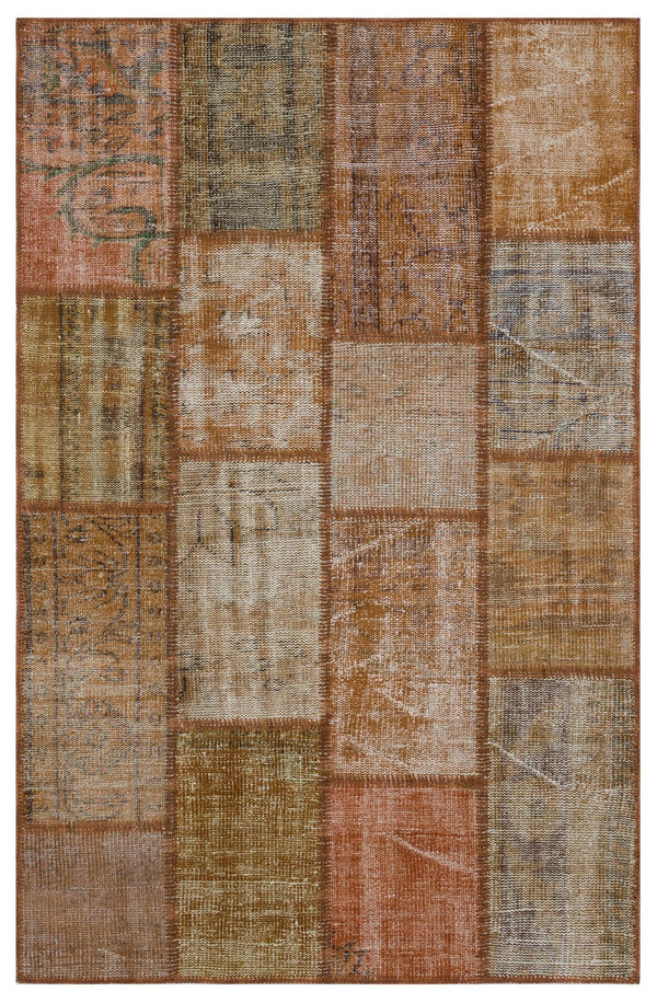 Bej Gri Eskitme Geometrik Yün Halı 120x180