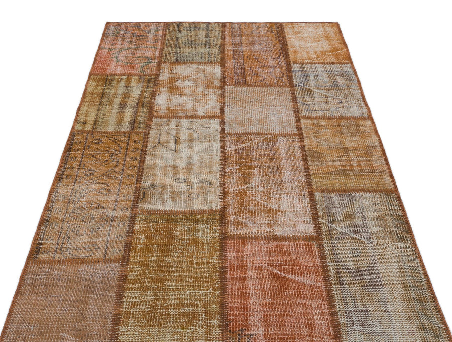 Bej Gri Eskitme Geometrik Yün Halı 120x180