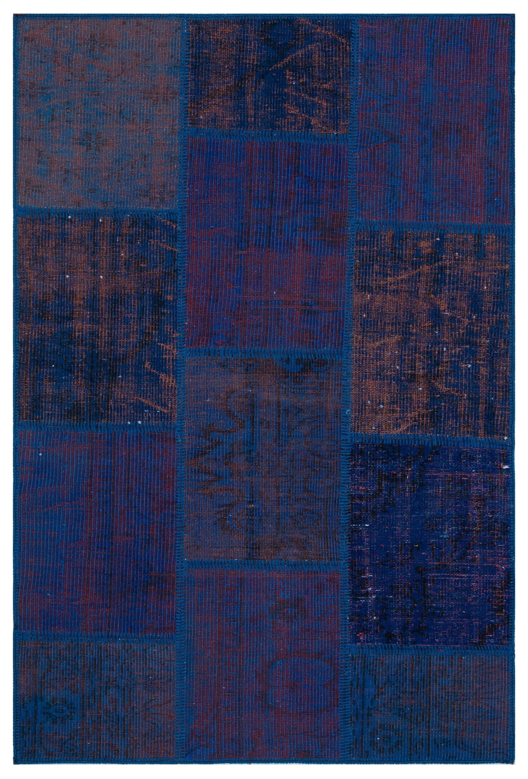 Iskece Mavi Eskitme Yün El Dokuma Halısı 120 x 180 Apex Unique