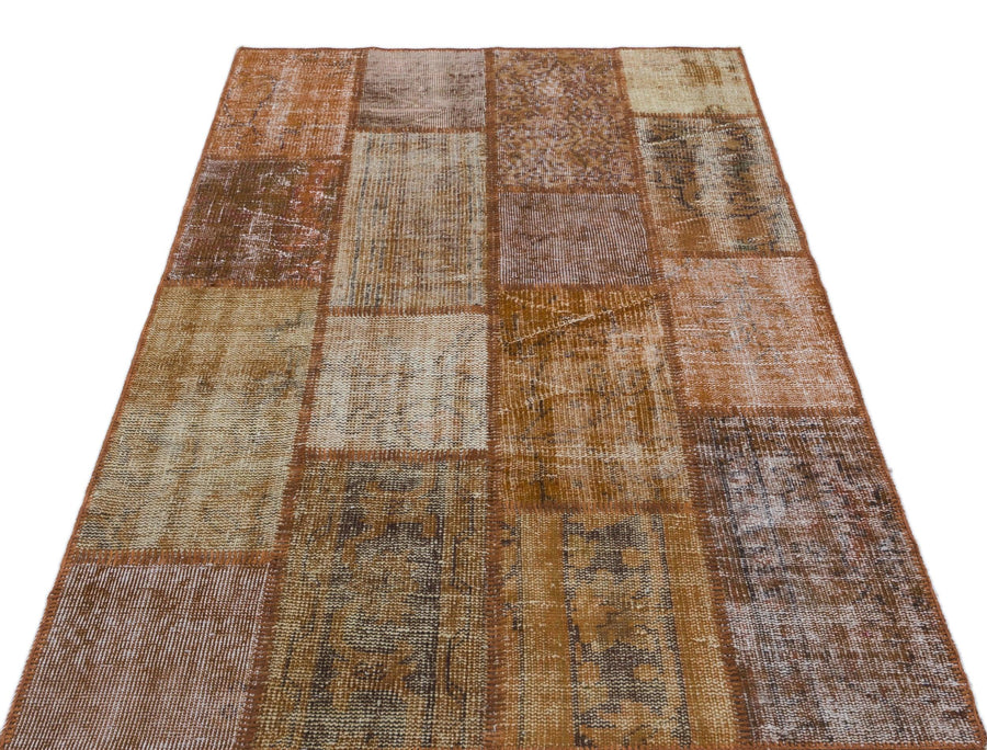 Bej Gri Eskitme Geometrik Yün Halı 120x180