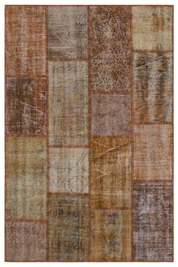 Bej Gri Eskitme Geometrik Yün Halı 120x180