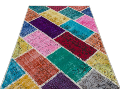 Iskece Bej Patchwork Yün El Dokuma Halısı 120 x 180 Apex Unique