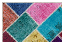 Iskece Bej Patchwork Yün El Dokuma Halısı 120 x 180 Apex Unique