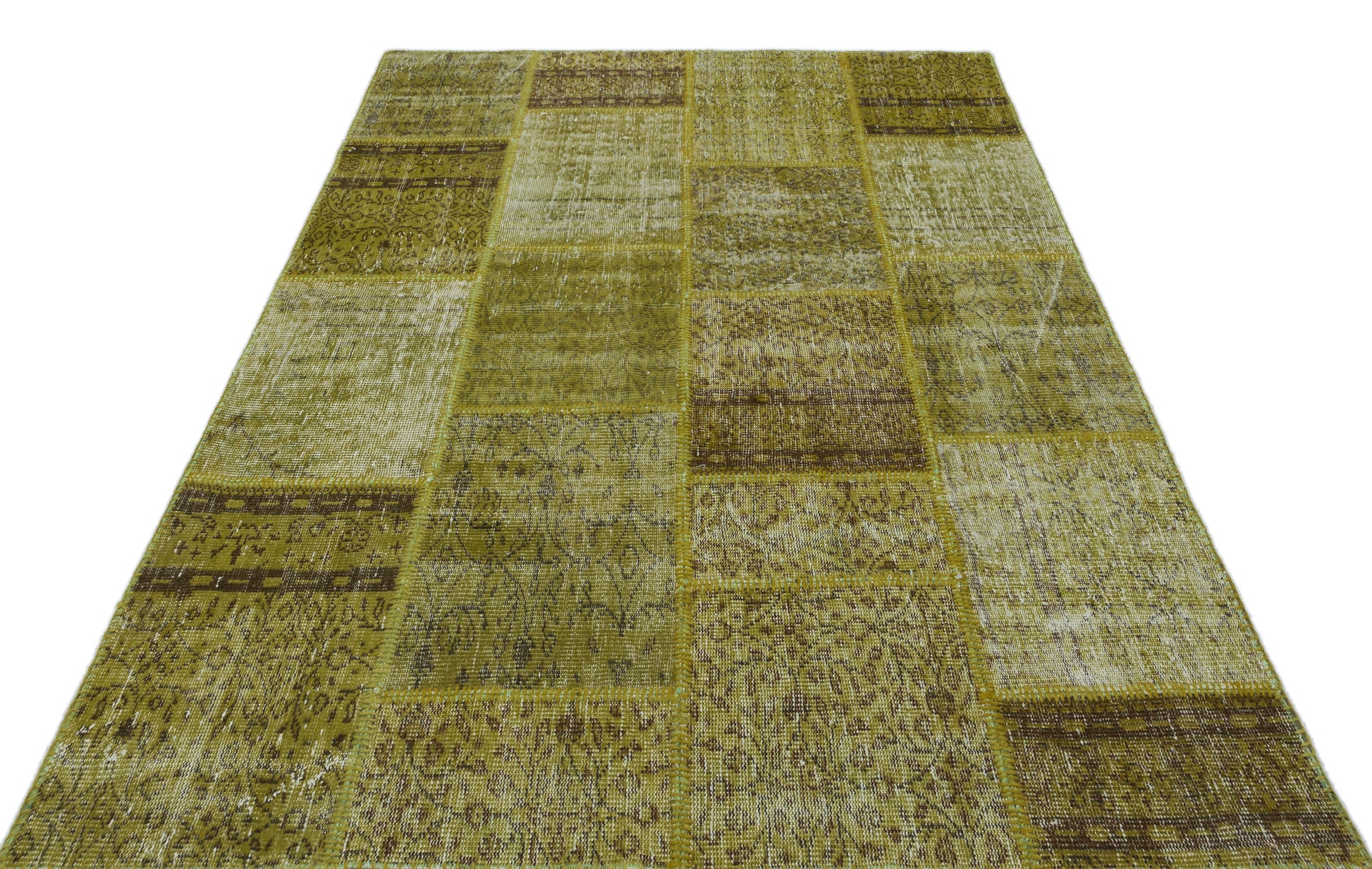 Iskece Yeşil Eskitme Yün El Dokuma Halısı 160 x 230 Apex Unique