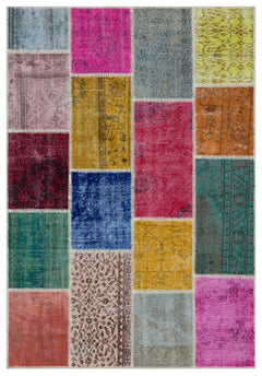 Iskece Bej Patchwork Yün El Dokuma Halısı 160 x 230 Apex Unique