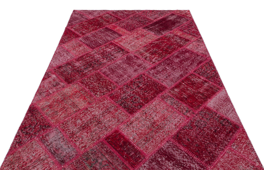 Kırmızı Anadolu Eskitme Geometrik Yün Halı 160x230 - Özel Seri