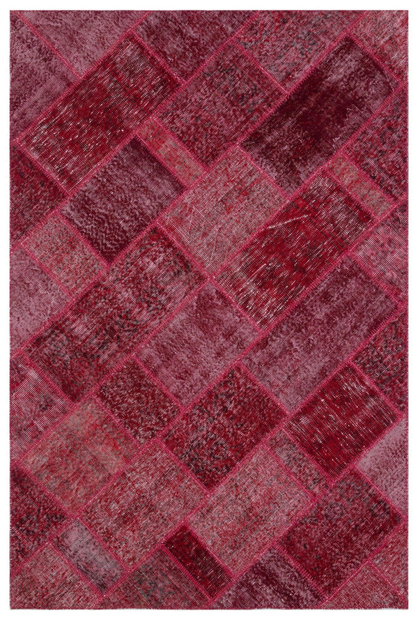 Kırmızı Anadolu Eskitme Geometrik Yün Halı 160x230 - Özel Seri