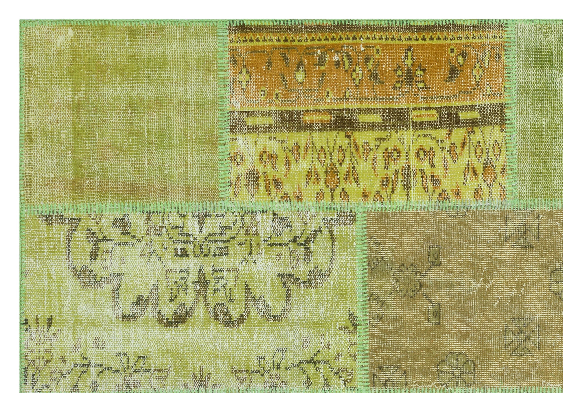 Iskece Yeşil Eskitme Yün El Dokuma Halısı 160 x 230 Apex Unique