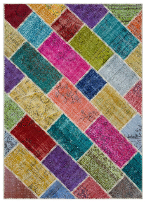 Iskece Bej Patchwork Yün El Dokuma Halısı 160 x 230 Apex Unique