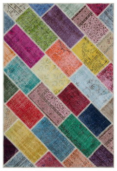 Iskece Bej Patchwork Yün El Dokuma Halısı 160 x 230 Apex Unique