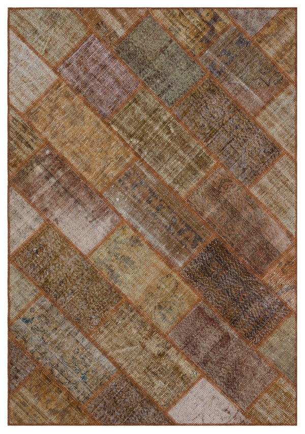 Bej Bordo Anadolu Eskitme Geometrik Yün Halı 160x230 - Özel Seri