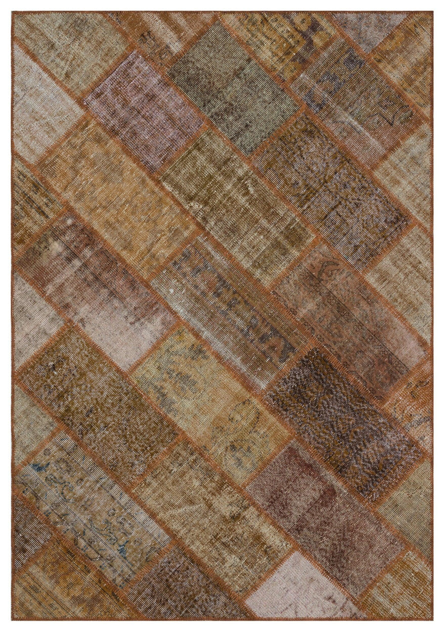 Geometrischer Wollteppich Braun Handgeknüpft 160x230 cm – im Wohnzimmer