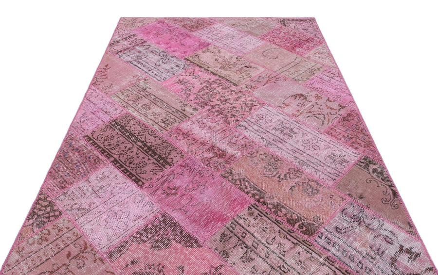 Pembe Bohem Eskitme Yün Halı 160x230