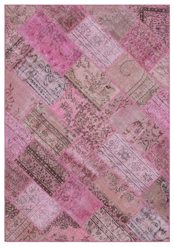 Pembe Bohem Eskitme Yün Halı 160x230