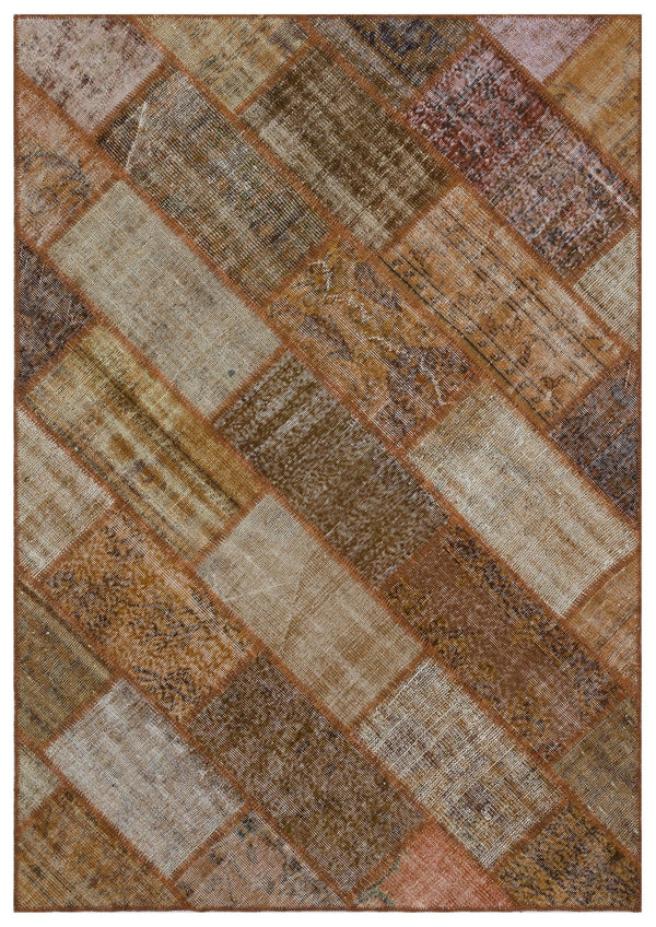 Bej Gri Anadolu Eskitme Geometrik Yün Halı 160x230 - Özel Seri