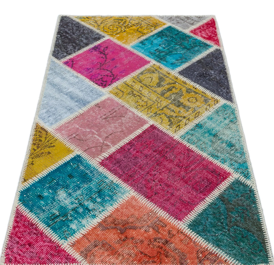 Bej Anadolu Eskitme Geometrik Yün Halı 80x150 - Özel Seri