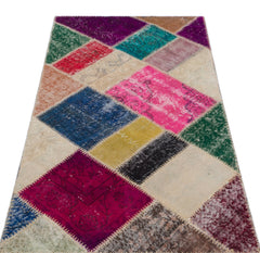 Iskece Bej Patchwork Yün El Dokuma Halısı 080 x 150 Apex Unique