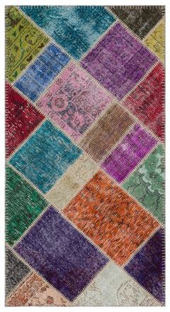 Iskece Bej Patchwork Yün El Dokuma Halısı 080 x 150 Apex Unique