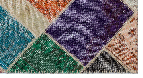 Iskece Bej Patchwork Yün El Dokuma Halısı 080 x 150 Apex Unique