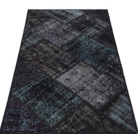 Black & Grey Geometric Hand-Knotted Wool Rug 80x150 cm (2'7" x 4'11")