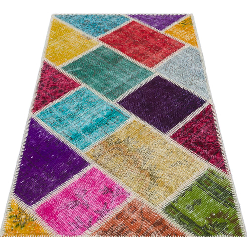 Iskece Bej Patchwork Yün El Dokuma Halısı 080 x 150 Apex Unique