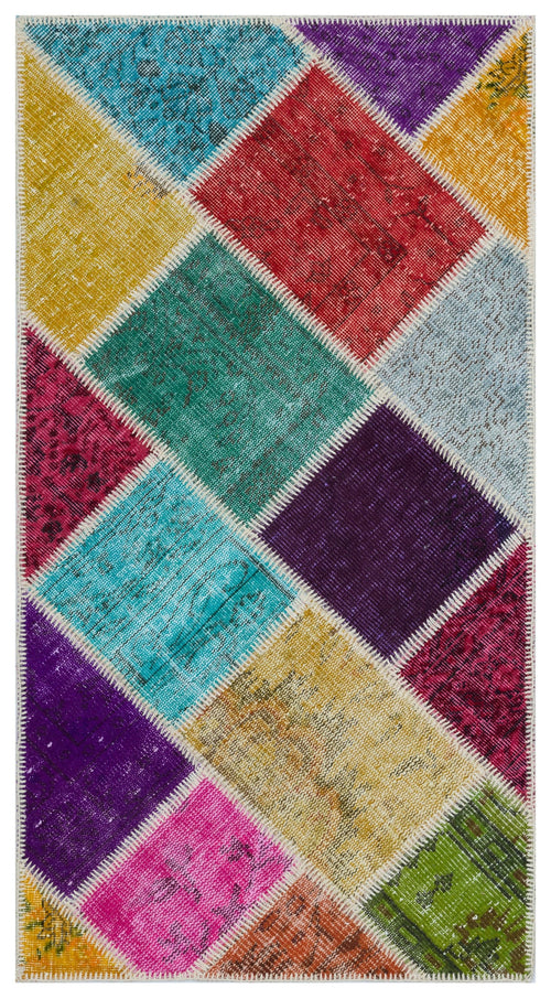 Iskece Bej Patchwork Yün El Dokuma Halısı 080 x 150 Apex Unique