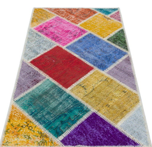 Iskece Bej Patchwork Yün El Dokuma Halısı 080 x 150 Apex Unique