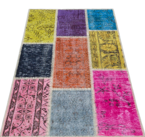 Iskece Bej Patchwork Yün El Dokuma Halısı 080 x 150 Apex Unique