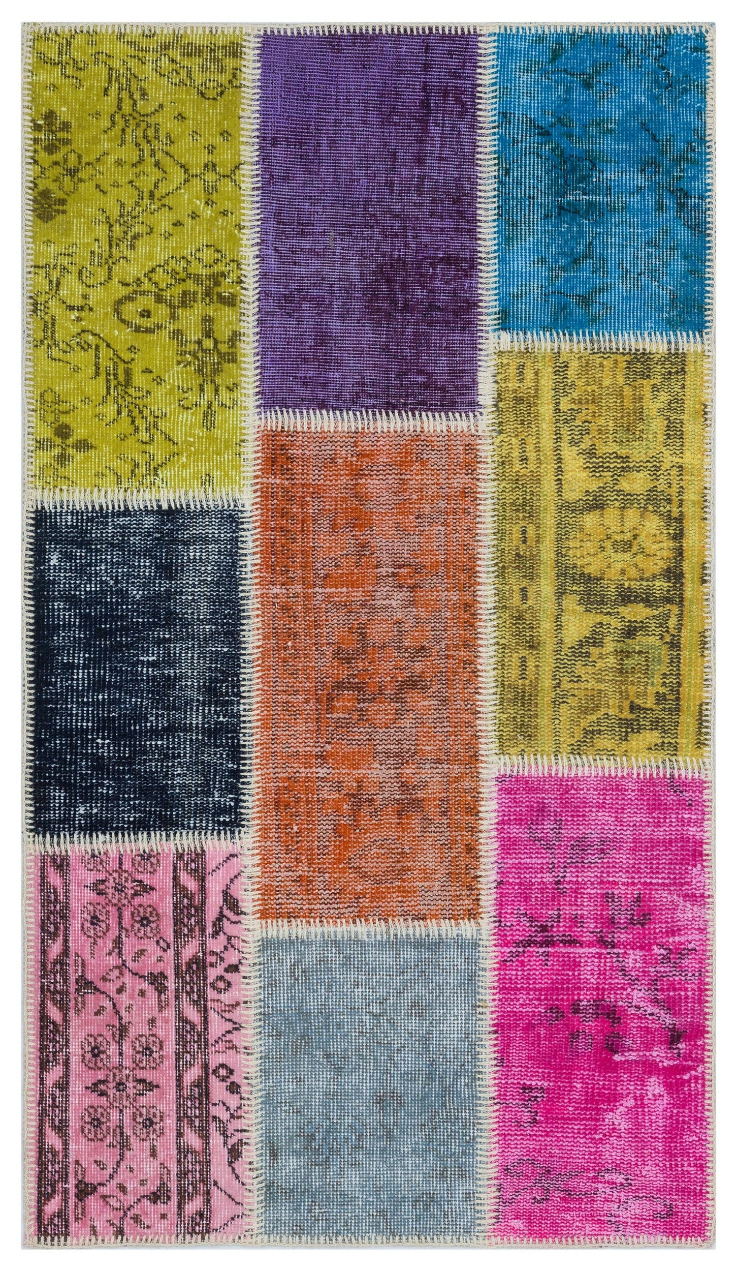 Iskece Bej Patchwork Yün El Dokuma Halısı 080 x 150 Apex Unique