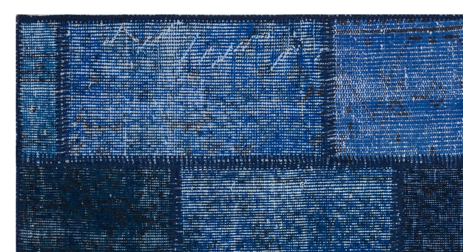 Iskece Mavi Eskitme Yün El Dokuma Halısı 080 x 150 Apex Unique