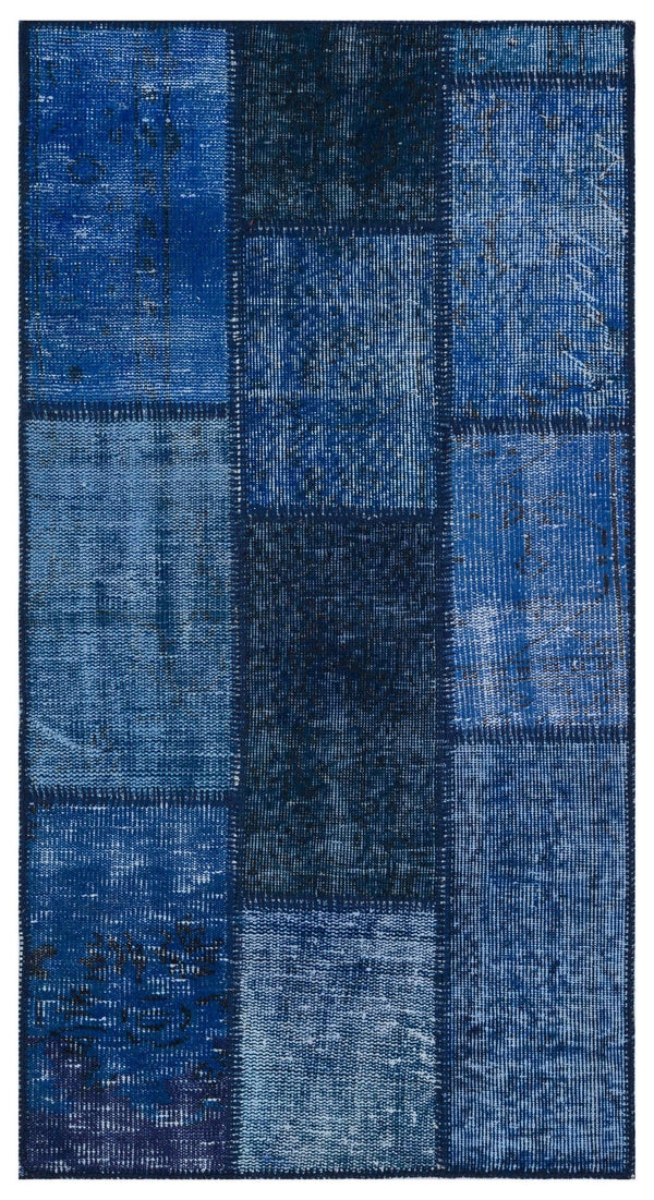 Mavi Anadolu Eskitme Modern Yün Halı 80x150 - Özel Seri