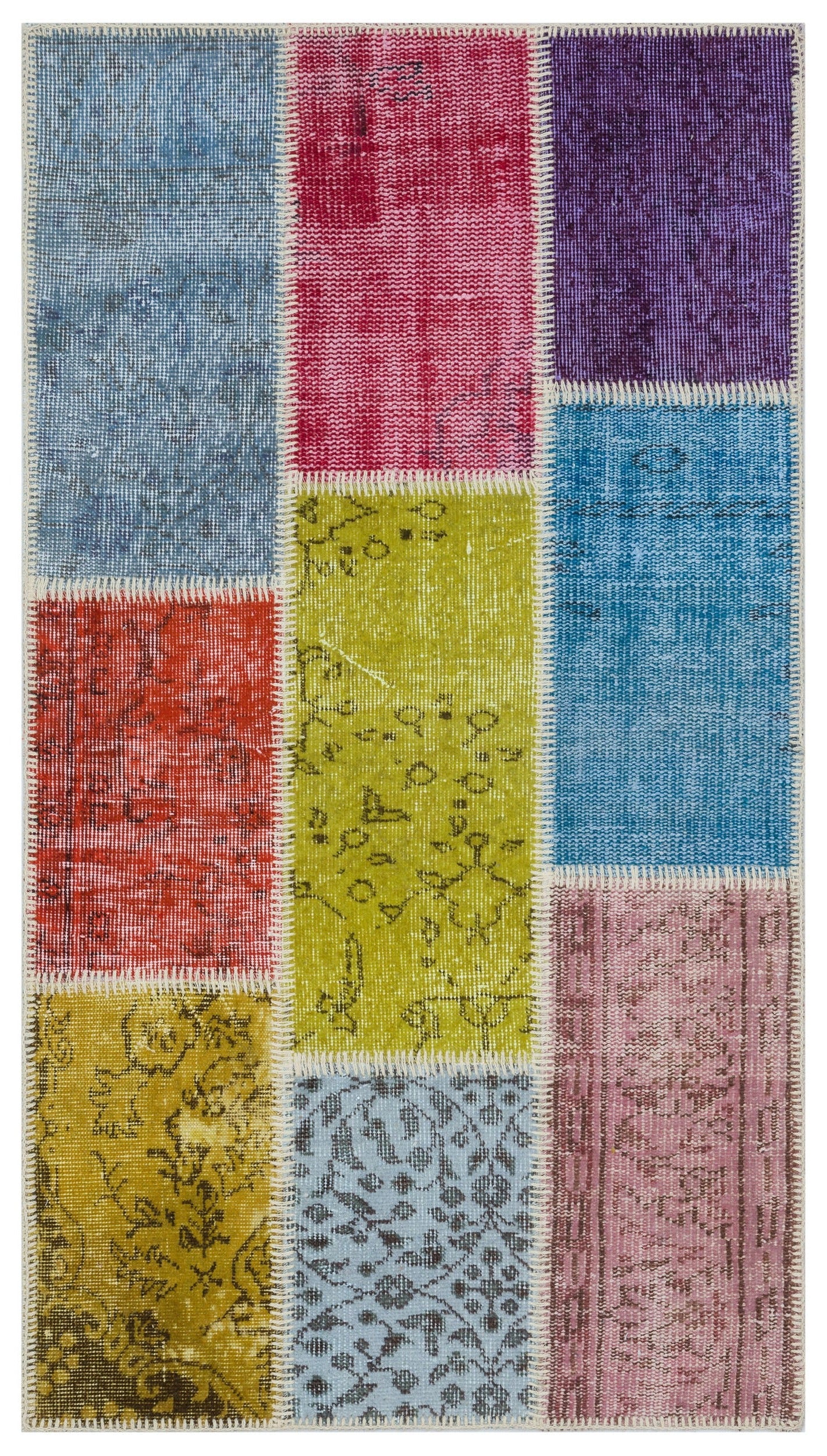 Iskece Bej Patchwork Yün El Dokuma Halısı 080 x 150 Apex Unique