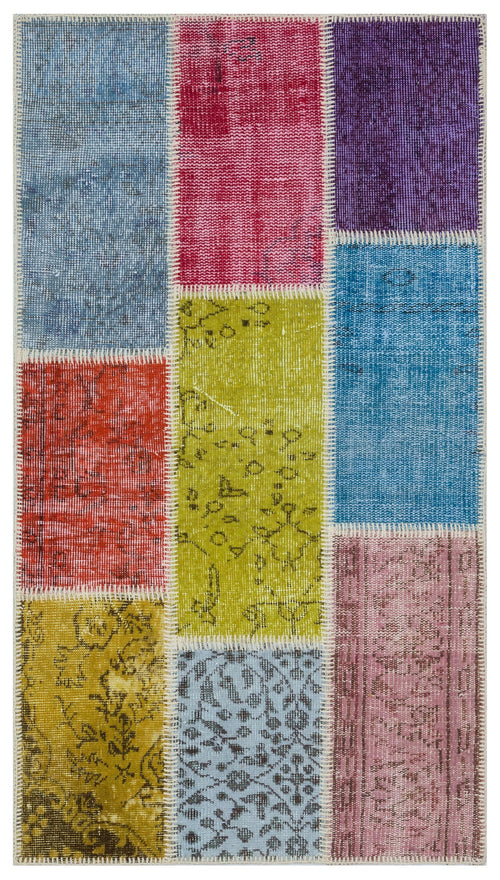 Iskece Bej Patchwork Yün El Dokuma Halısı 080 x 150 Apex Unique