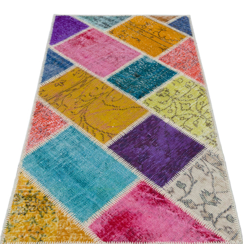 Iskece Bej Patchwork Yün El Dokuma Halısı 080 x 150 Apex Unique