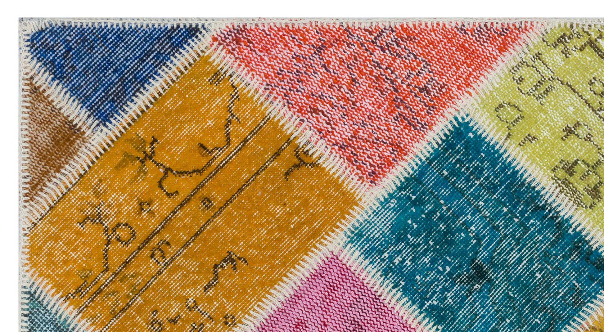 Iskece Bej Patchwork Yün El Dokuma Halısı 080 x 150 Apex Unique