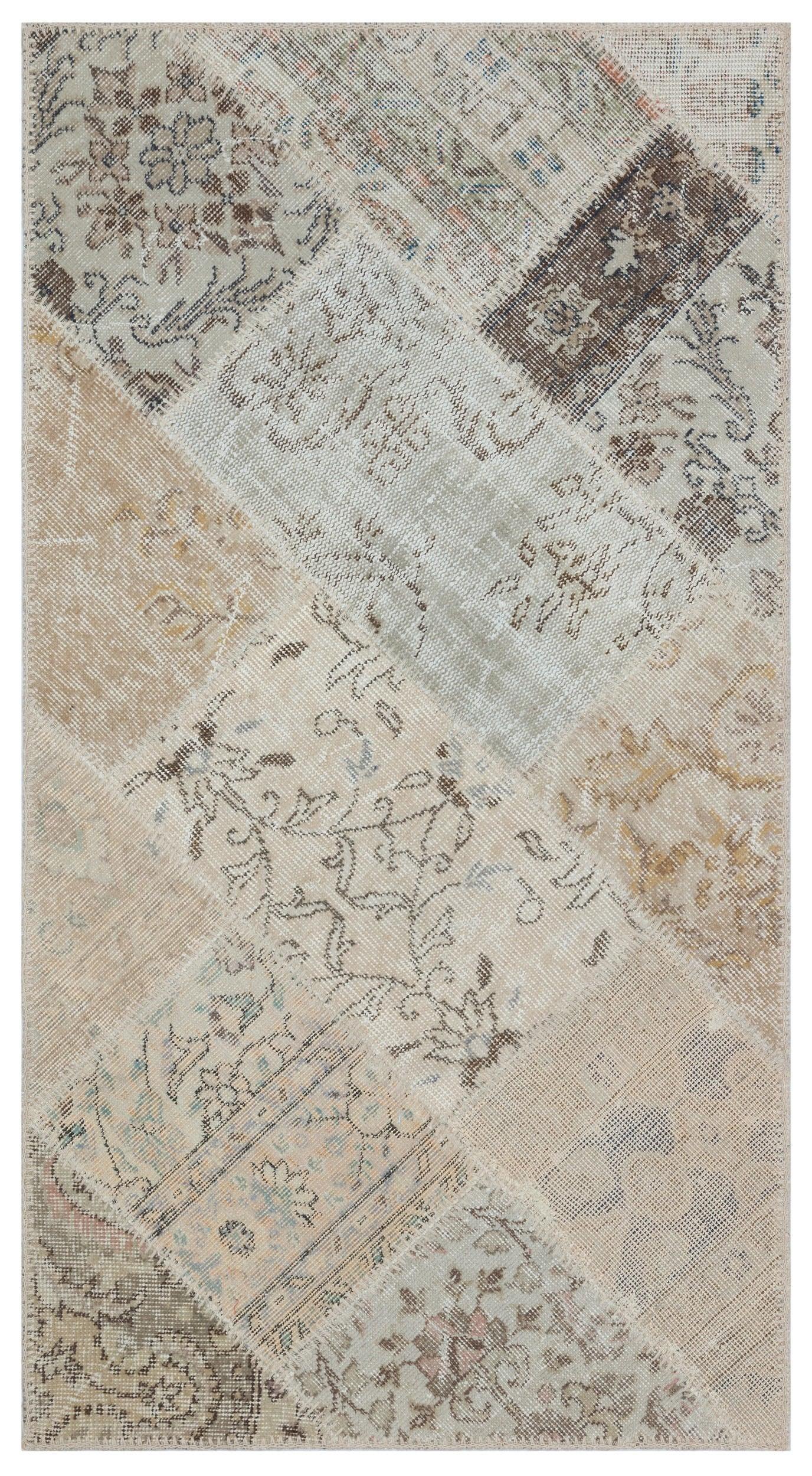 Bej Anadolu Bohem Eskitme Yün Halı 80x150 - Özel Seri