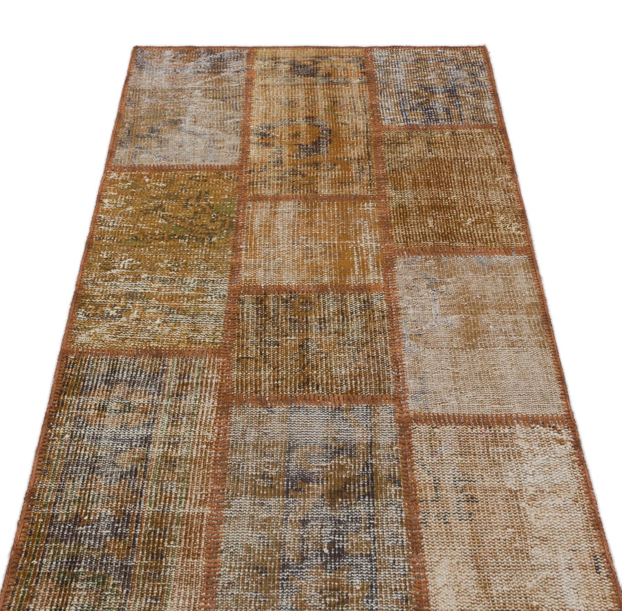 Bej Gri Anadolu Eskitme Geometrik Yün Halı 80x150 - Özel Seri